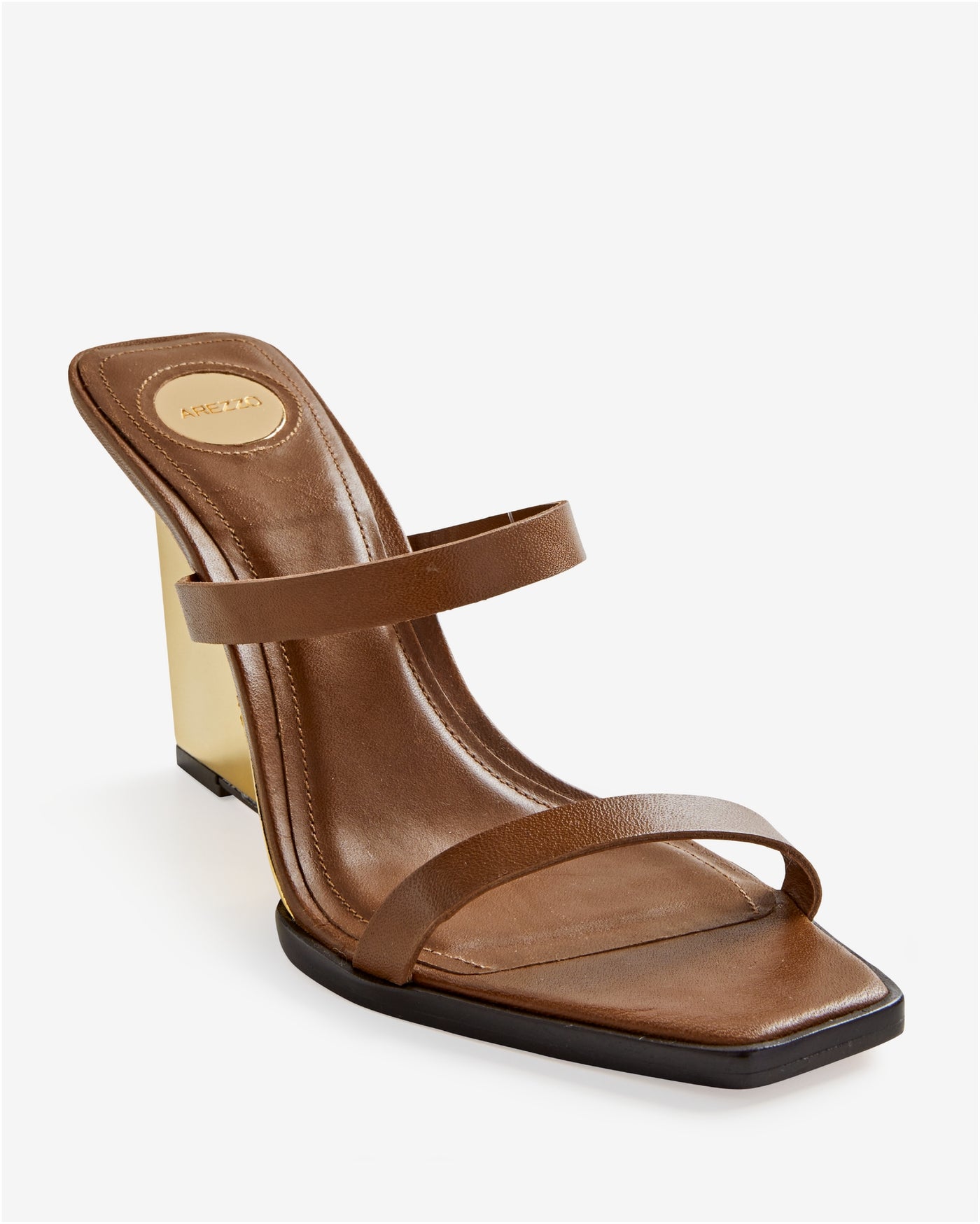 Arezzo Metallic Heeled Wedge Brown