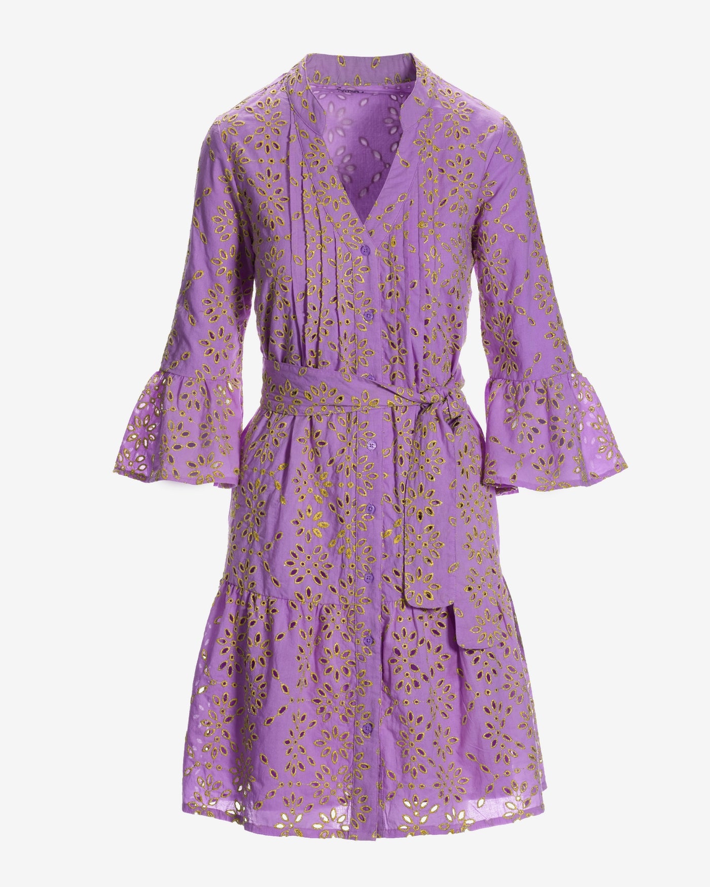 Shimmer eyelet Fit and Flare Dress Sheer Lilac