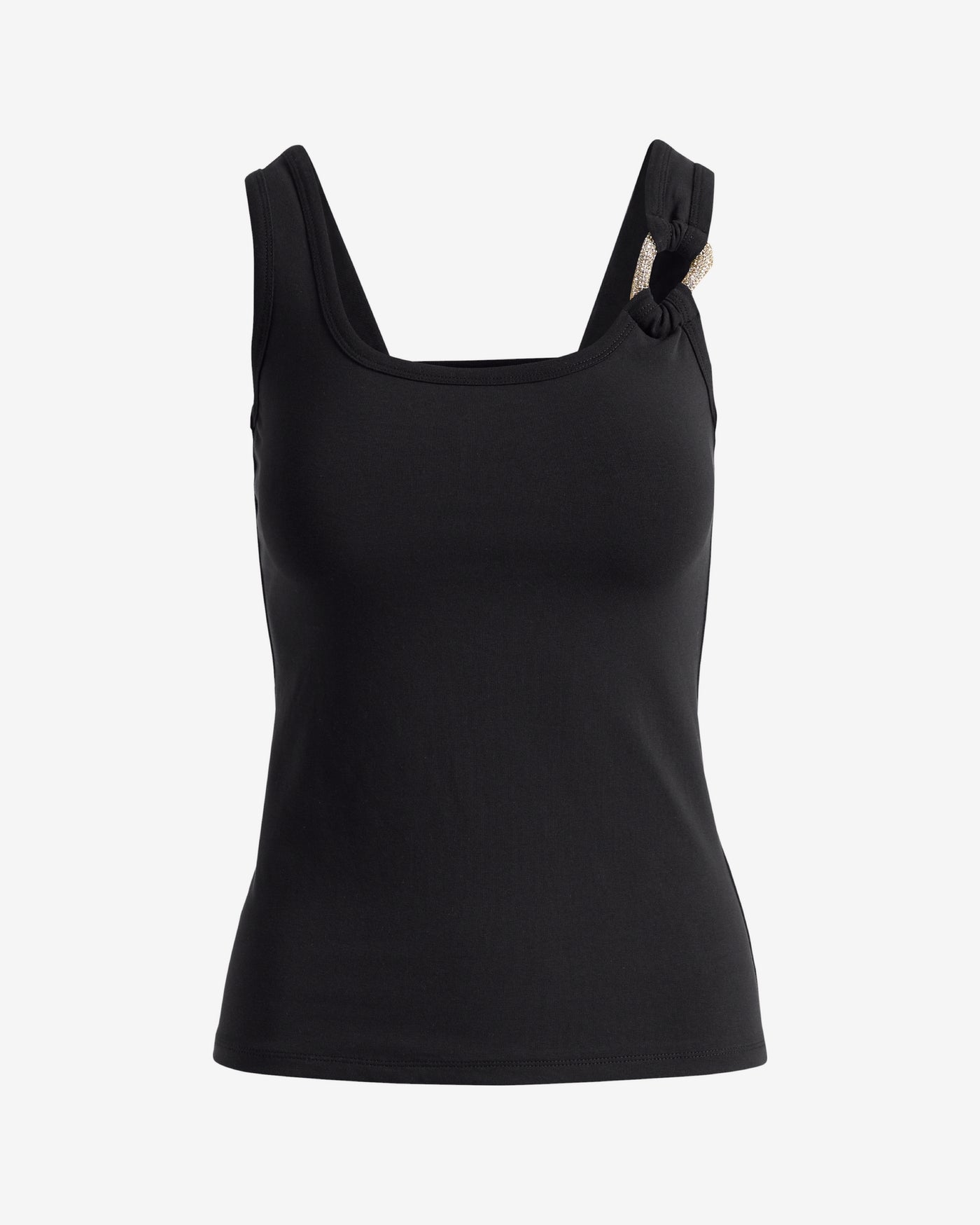 So Sexy Crystal Hardware Trim Scoop Neck Tank Proper Black