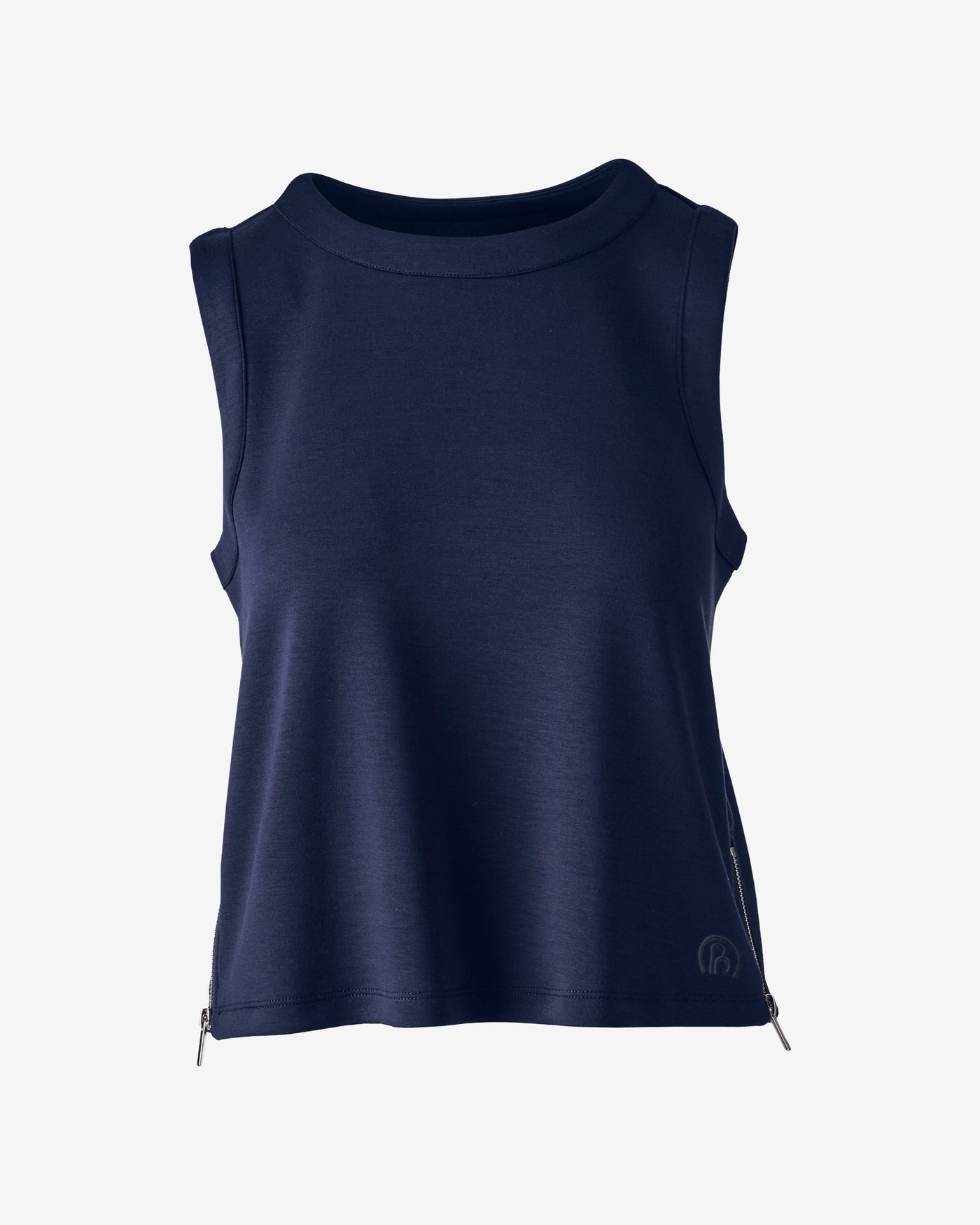 Luxe Lounge High Neck Tank with Zipper Detail Navy