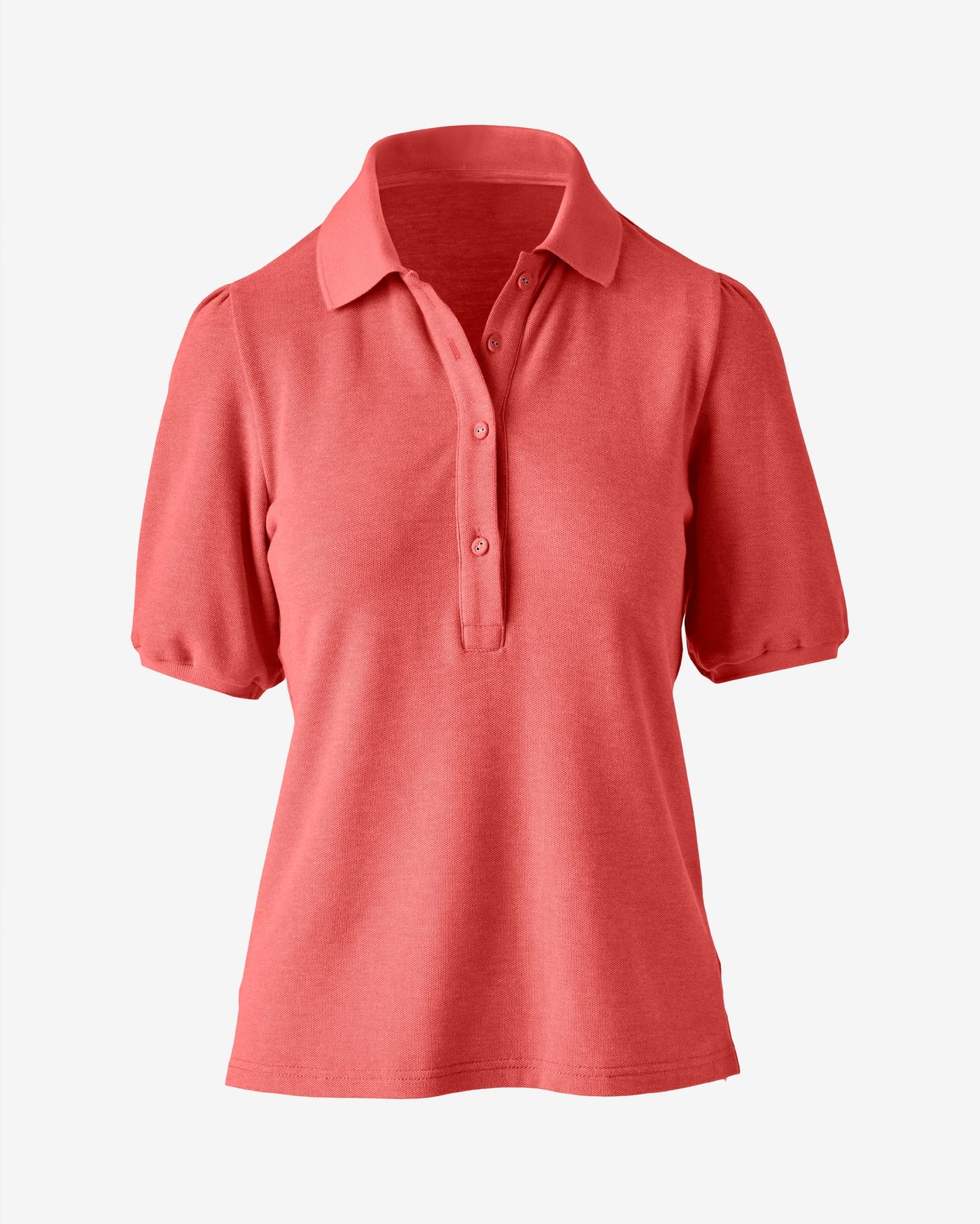 Puff Sleeve Pique Polo Shirt Shell Pink