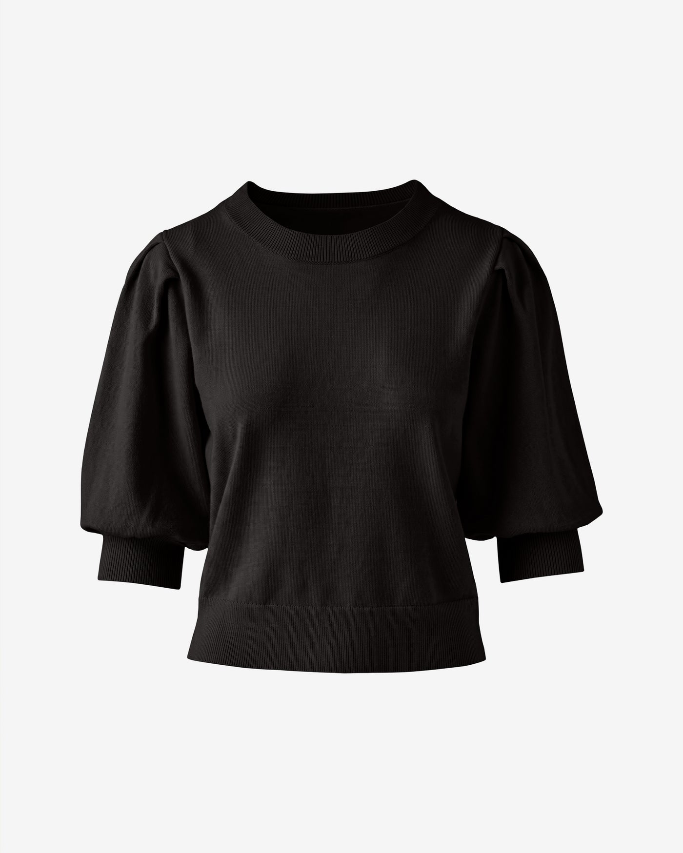 Puff Elbow Sleeve Sweater Top Proper Black