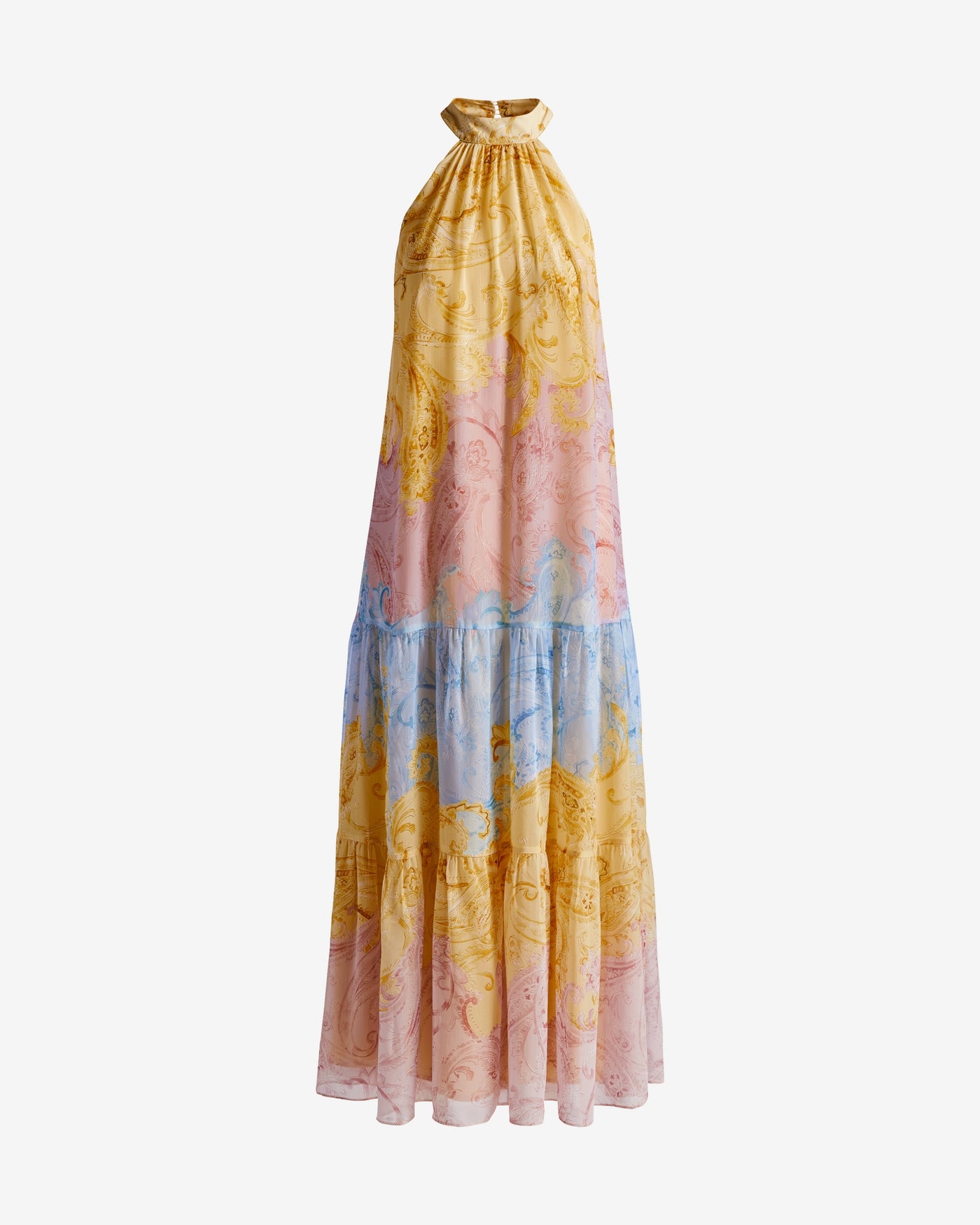 Printed Tiered Halter Maxi Dress Spring Paisley