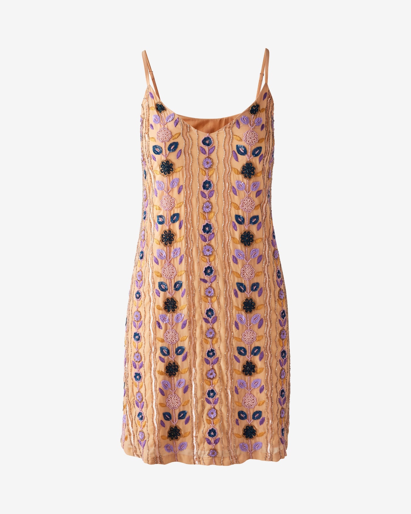 Novelty Beaded Aline Dress With Scarf Multi
