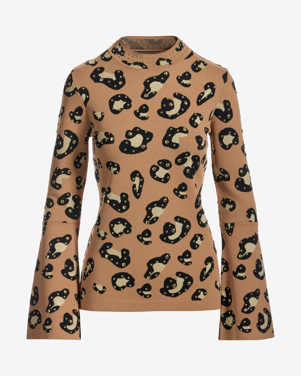 Animal Print Studded Sweater Cheetah Studs
