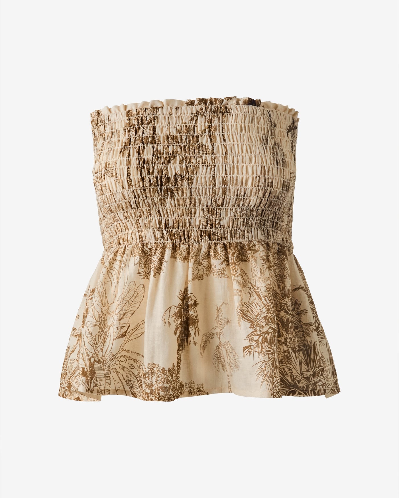 Printed Linen Strapless Top Tropical Toile