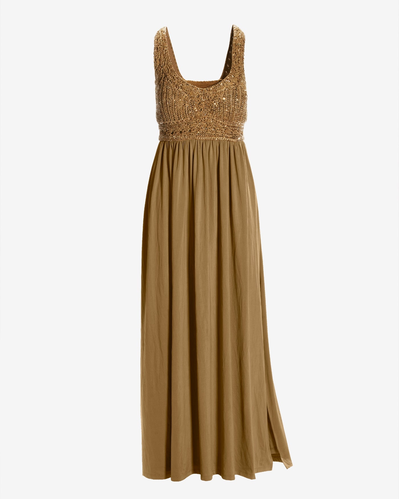 Crystal Embellished Crochet Maxi Dress Tigers Eye