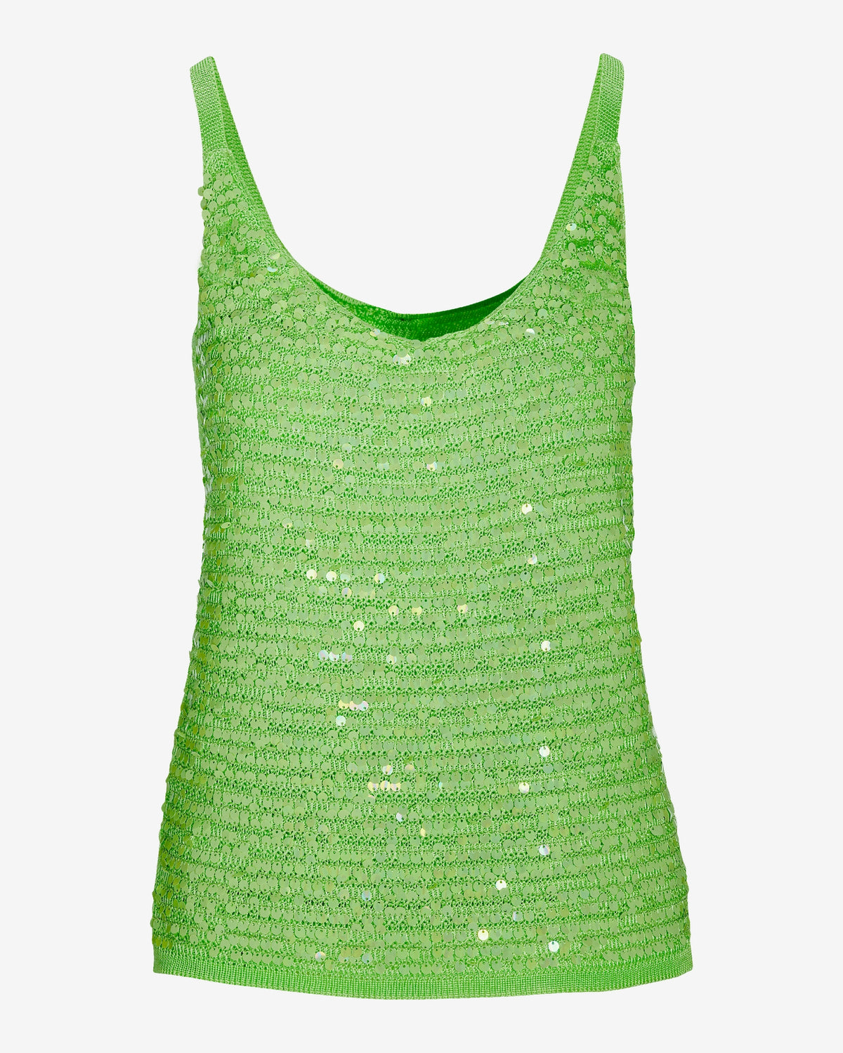 Sequin V-Neck Sweater Tank Green
