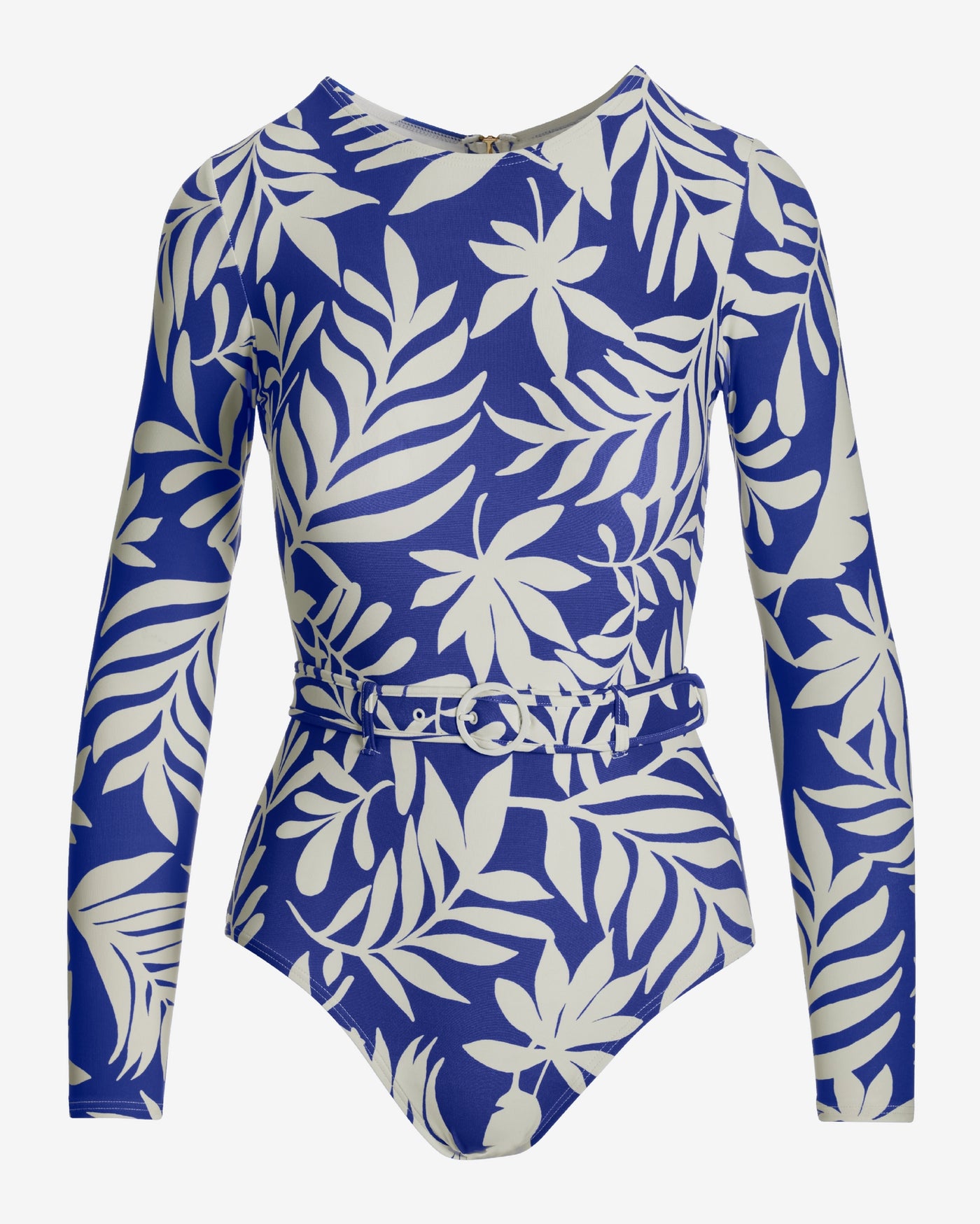 Printed Belted Rashguard One Piece Blue White