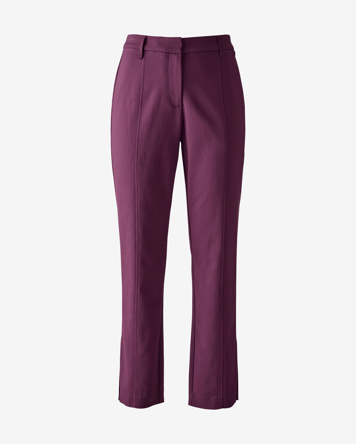 Newport Modern Slim Straight Side Slit Trouser Pant Italian Plum