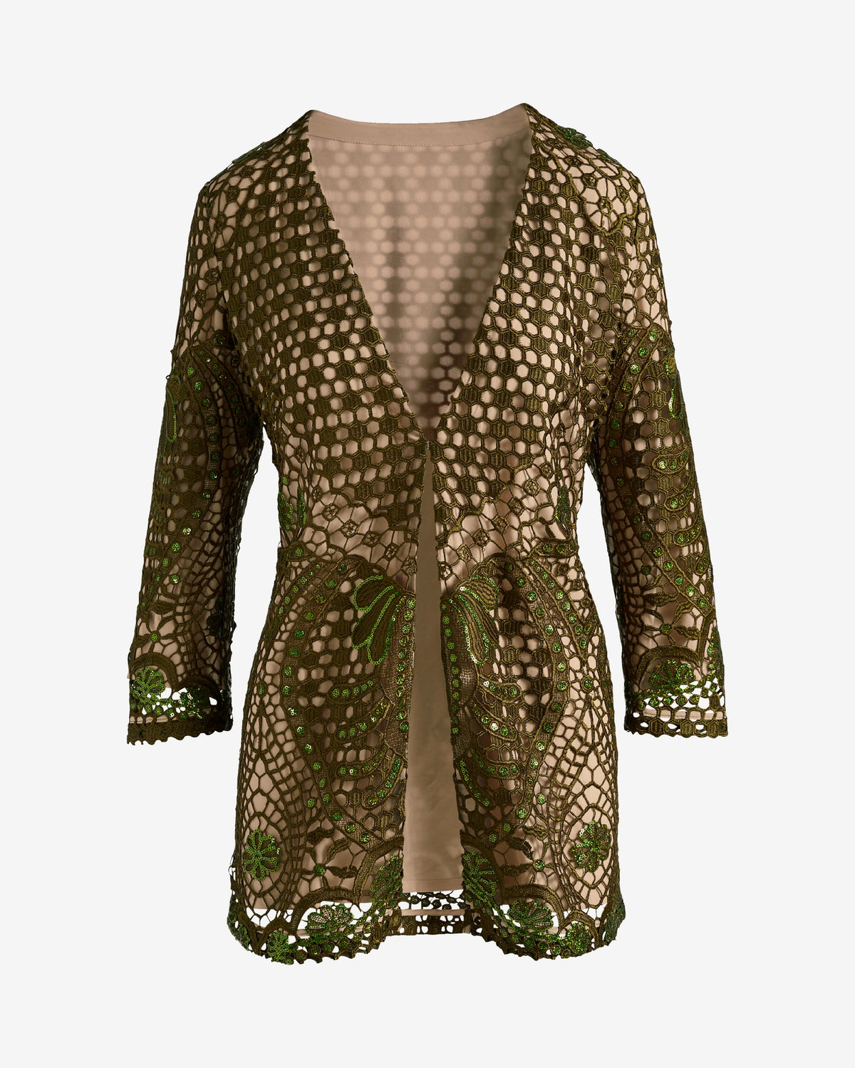 Eyelet 3/4 Sleeve Jacket Olive