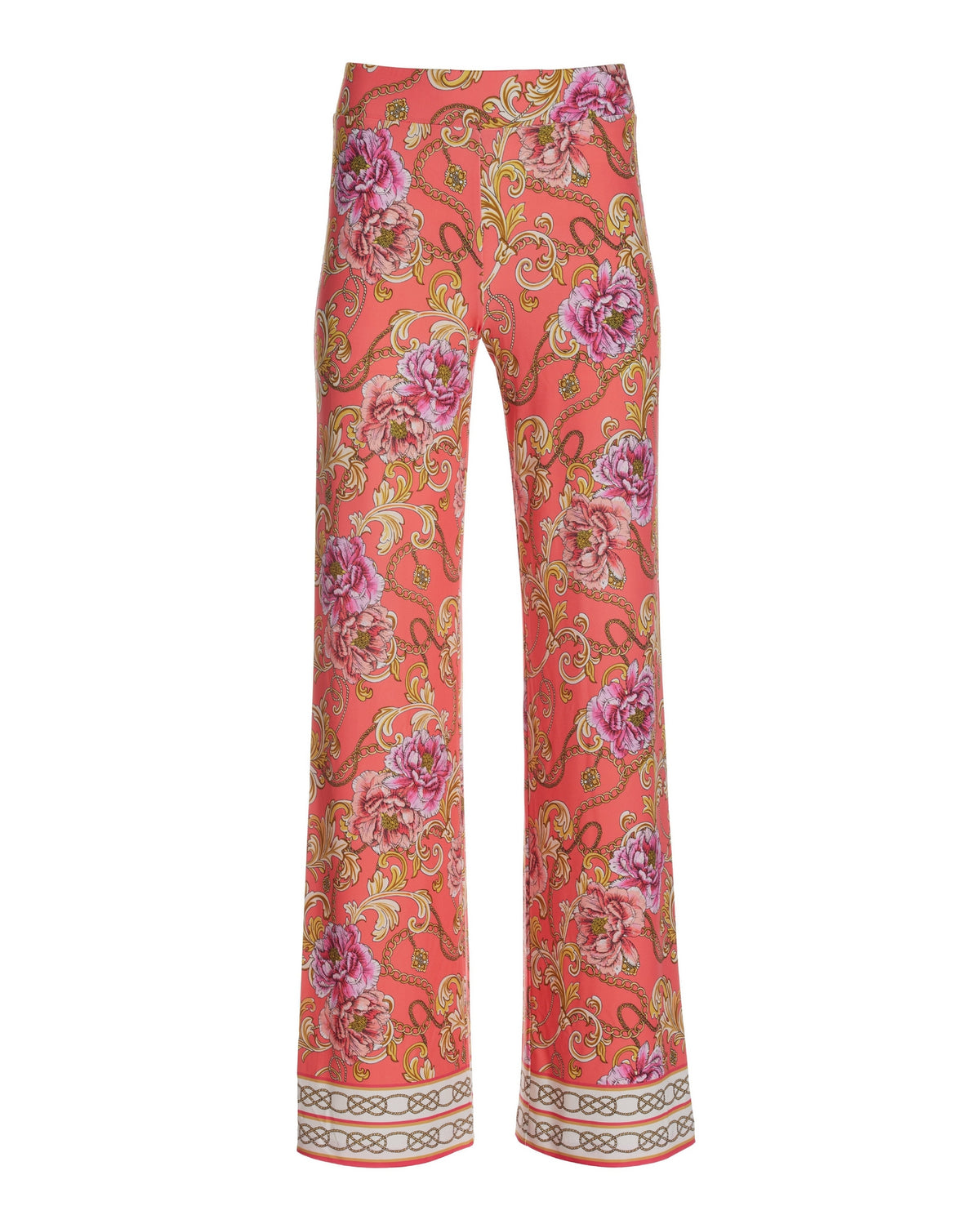 Reflecting Scrolls Knit Palazzo Pant Orange Multi