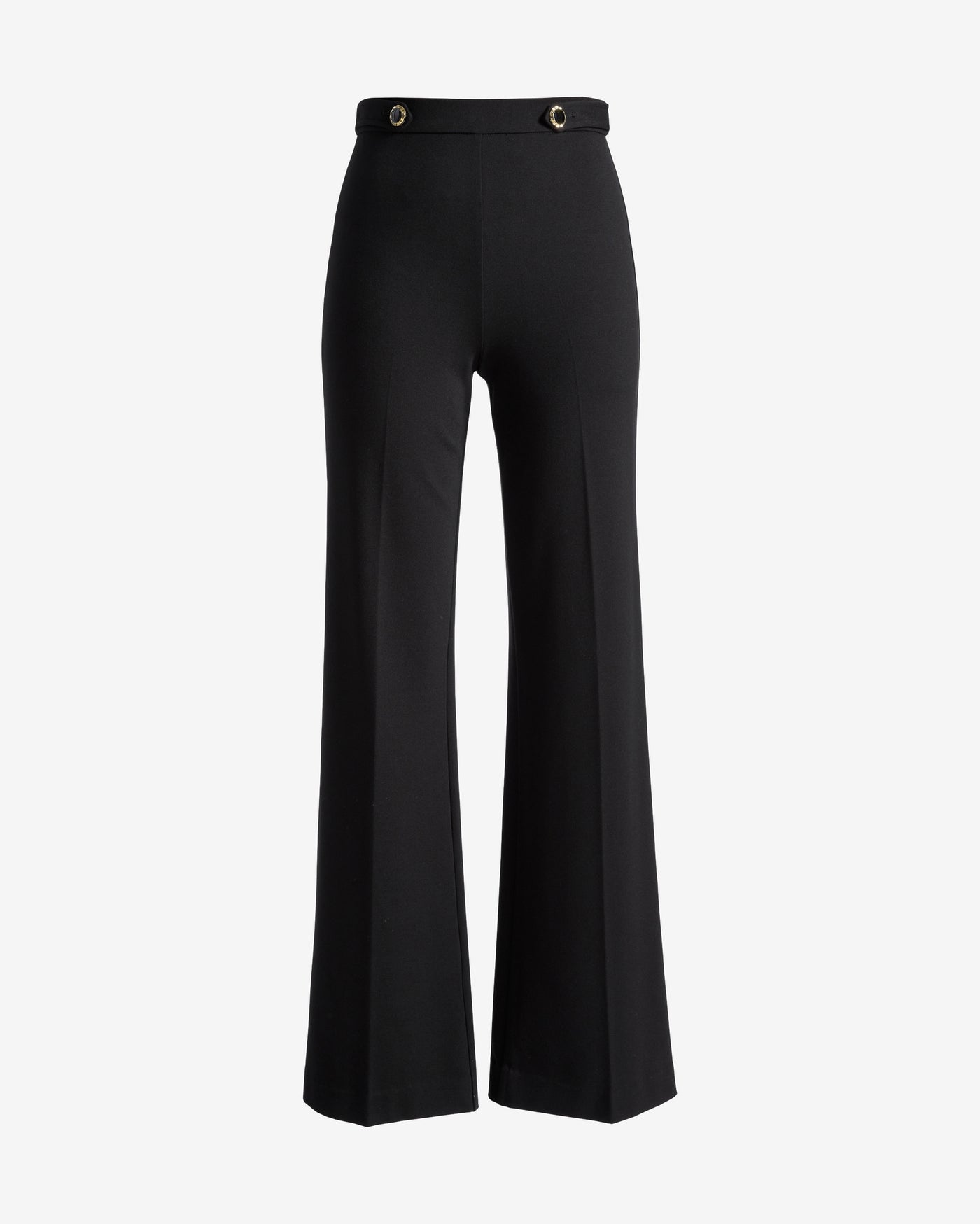 Ultimate Ponte Wide Leg Pant with Button Detail Black
