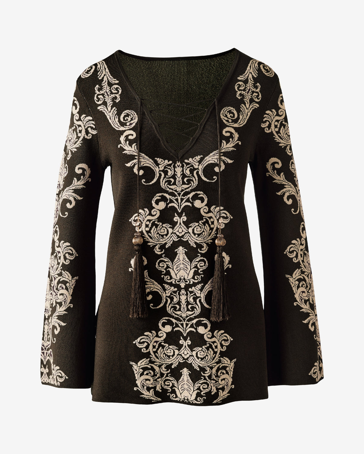 Printed Lurex Lace Up Tunic Golden Status