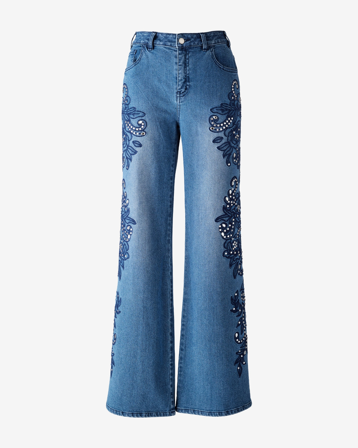 Rhinestone Embroidered Jean Denim/Medium Wash