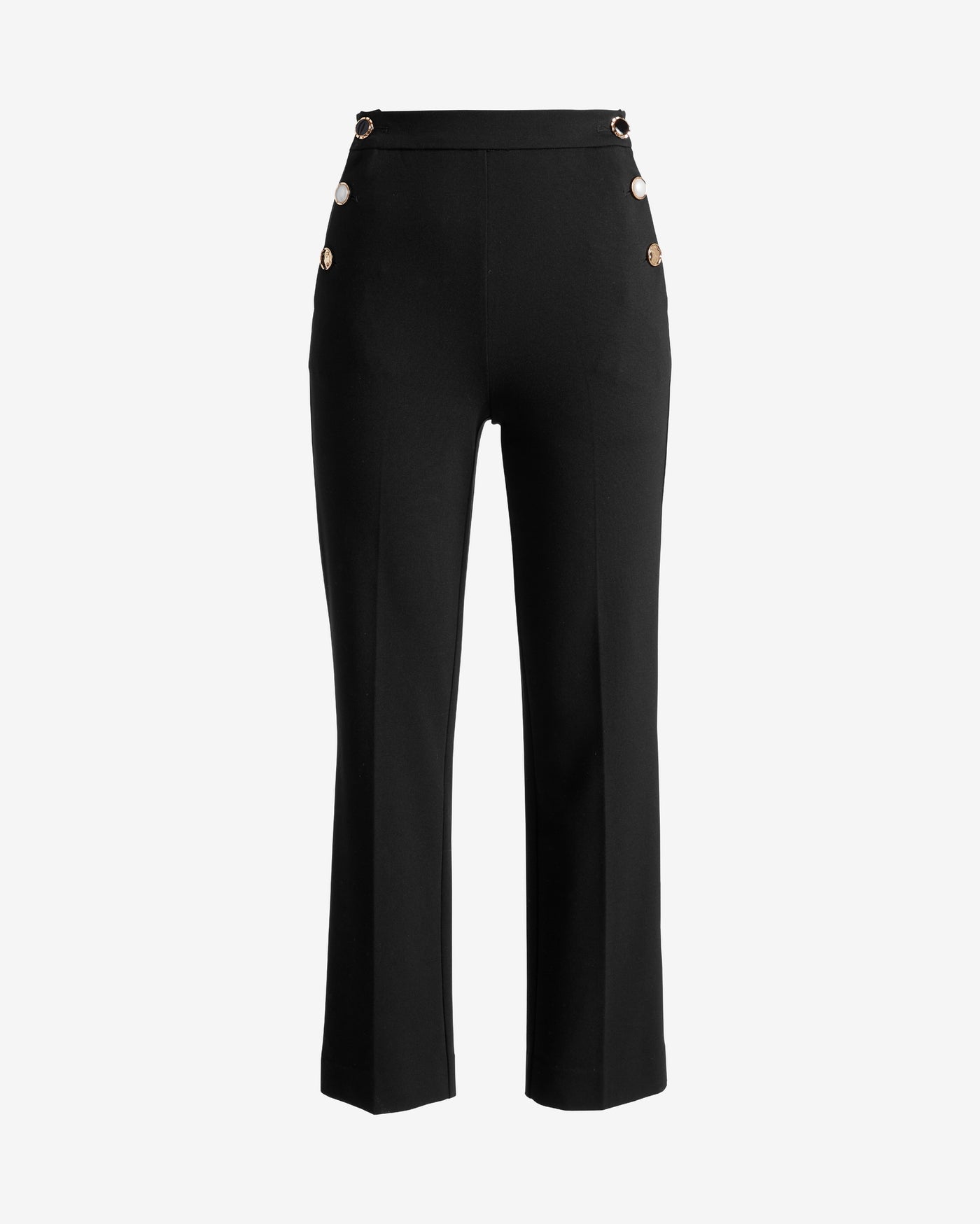 Ultimate Ponte Cropped Pant with Button Detail Black