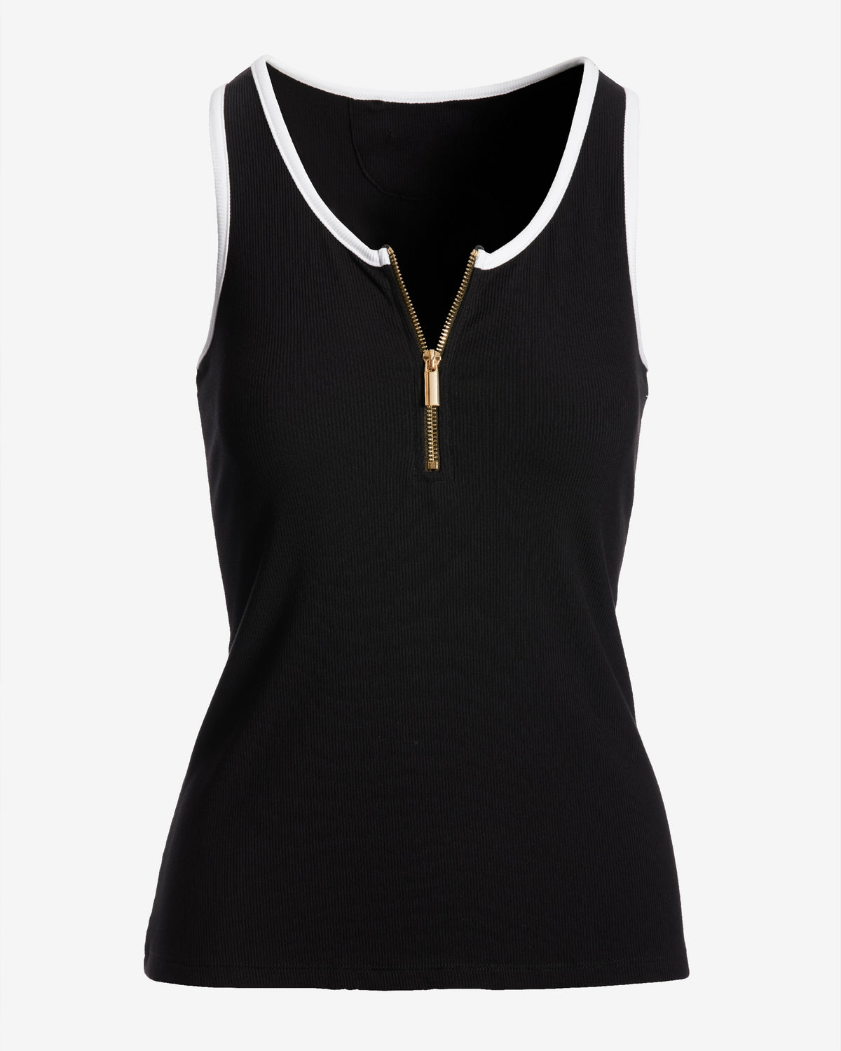 So Essential Contrast Zip Up Tank Proper Black