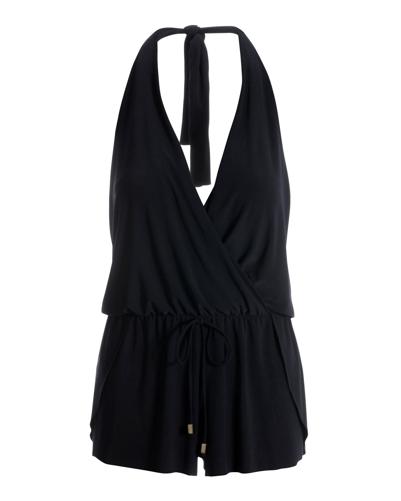 Halter-Neck Swim Romper Black