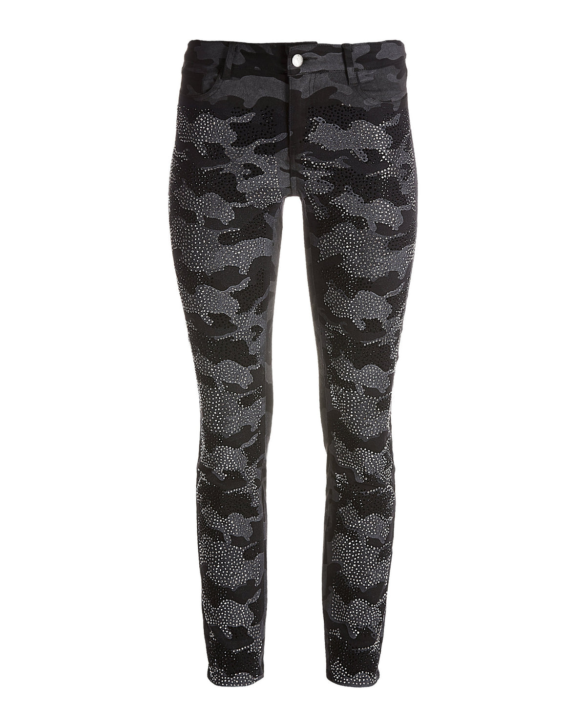 Crystal Embellished Camo Ankle Jean Black/Gray