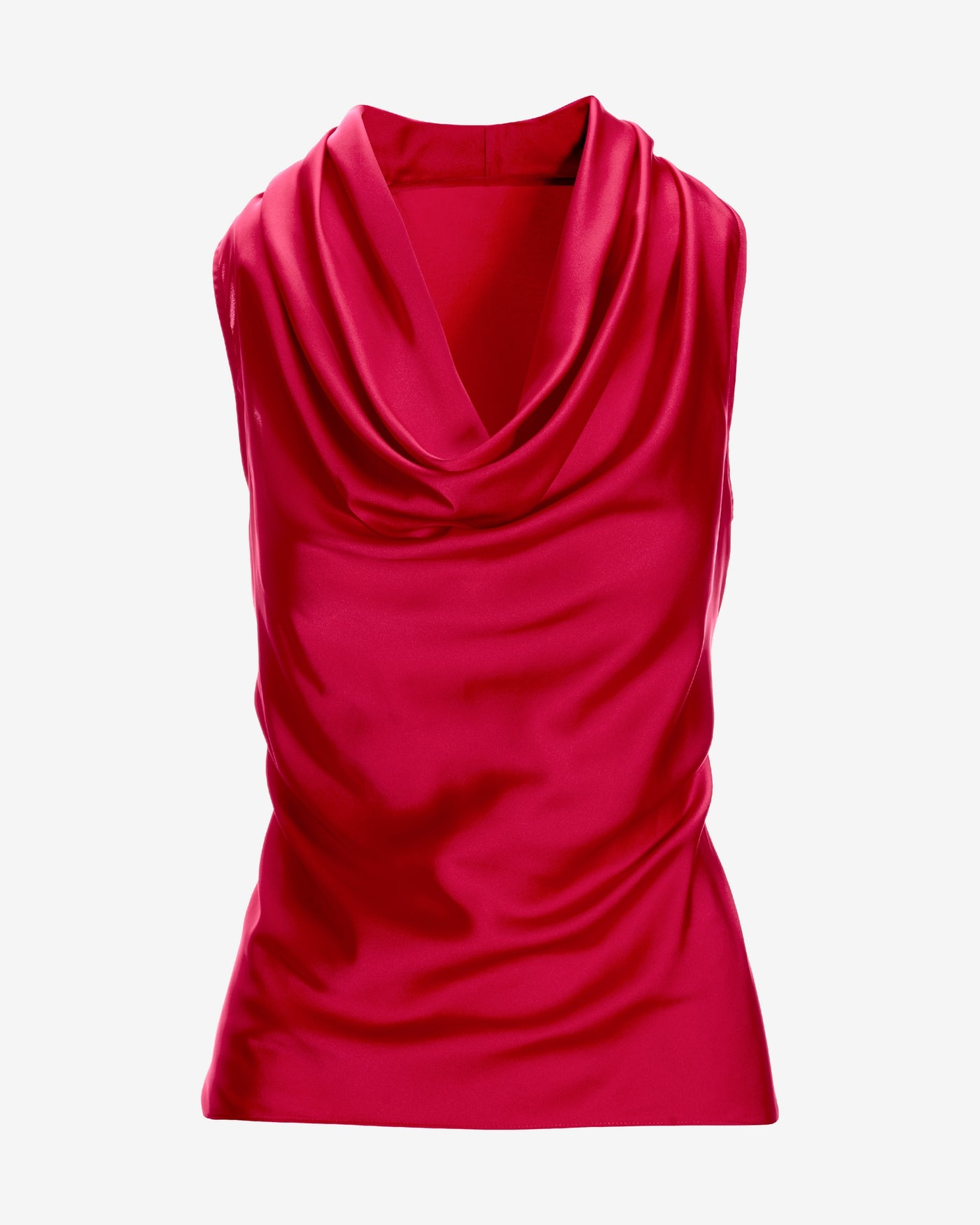 Marilyn Cowl-Neck Charmeuse Blouse Tomato Red