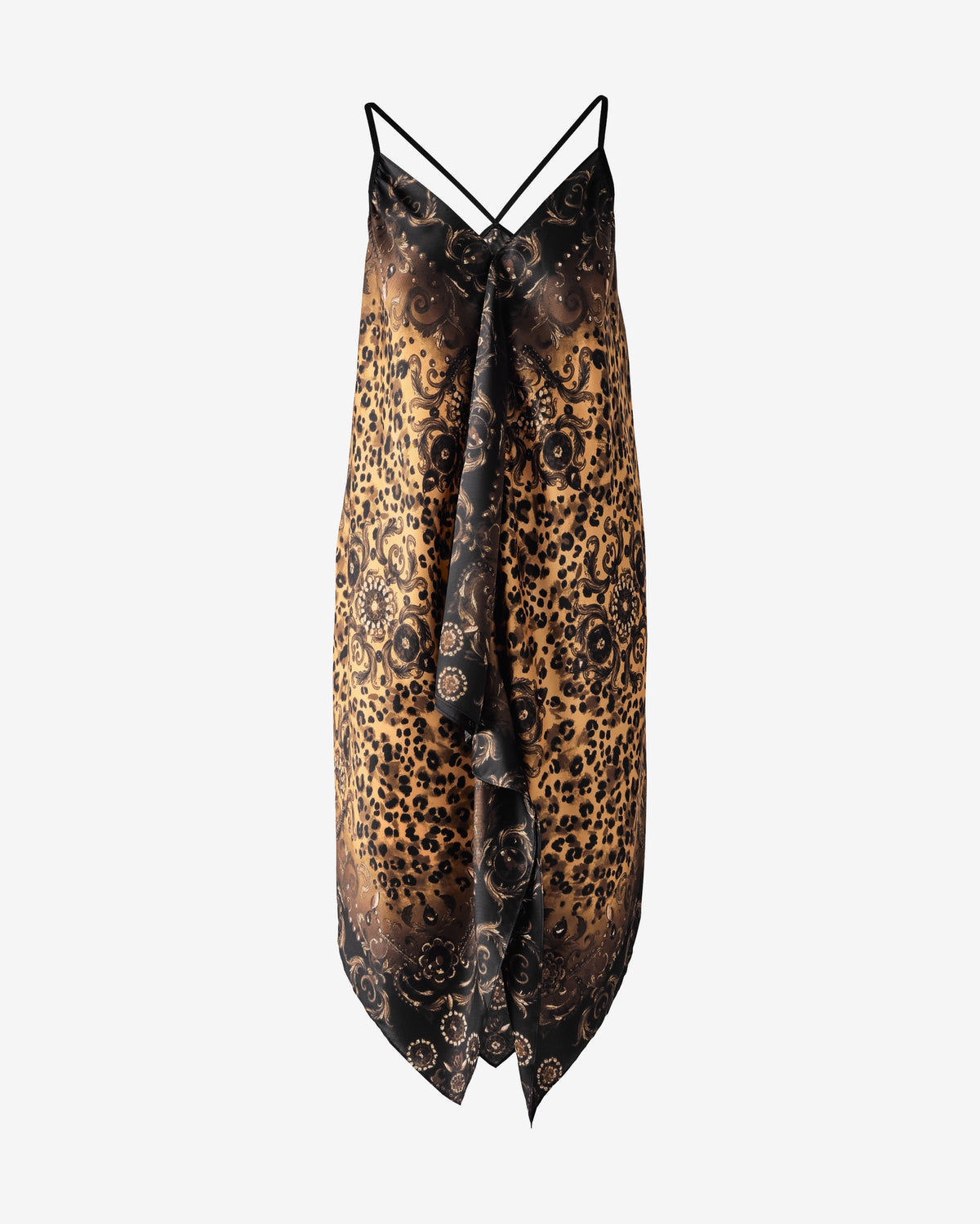 Print Handkerchief Hem Dress Cheetah Gems