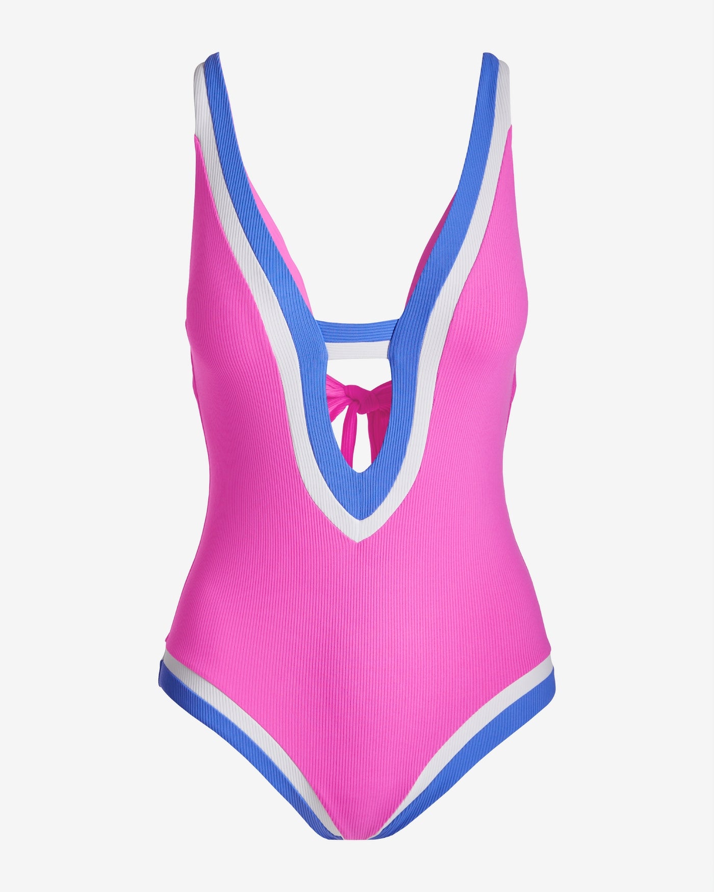 Becca Colorblock Plunge One Piece Pink Multi