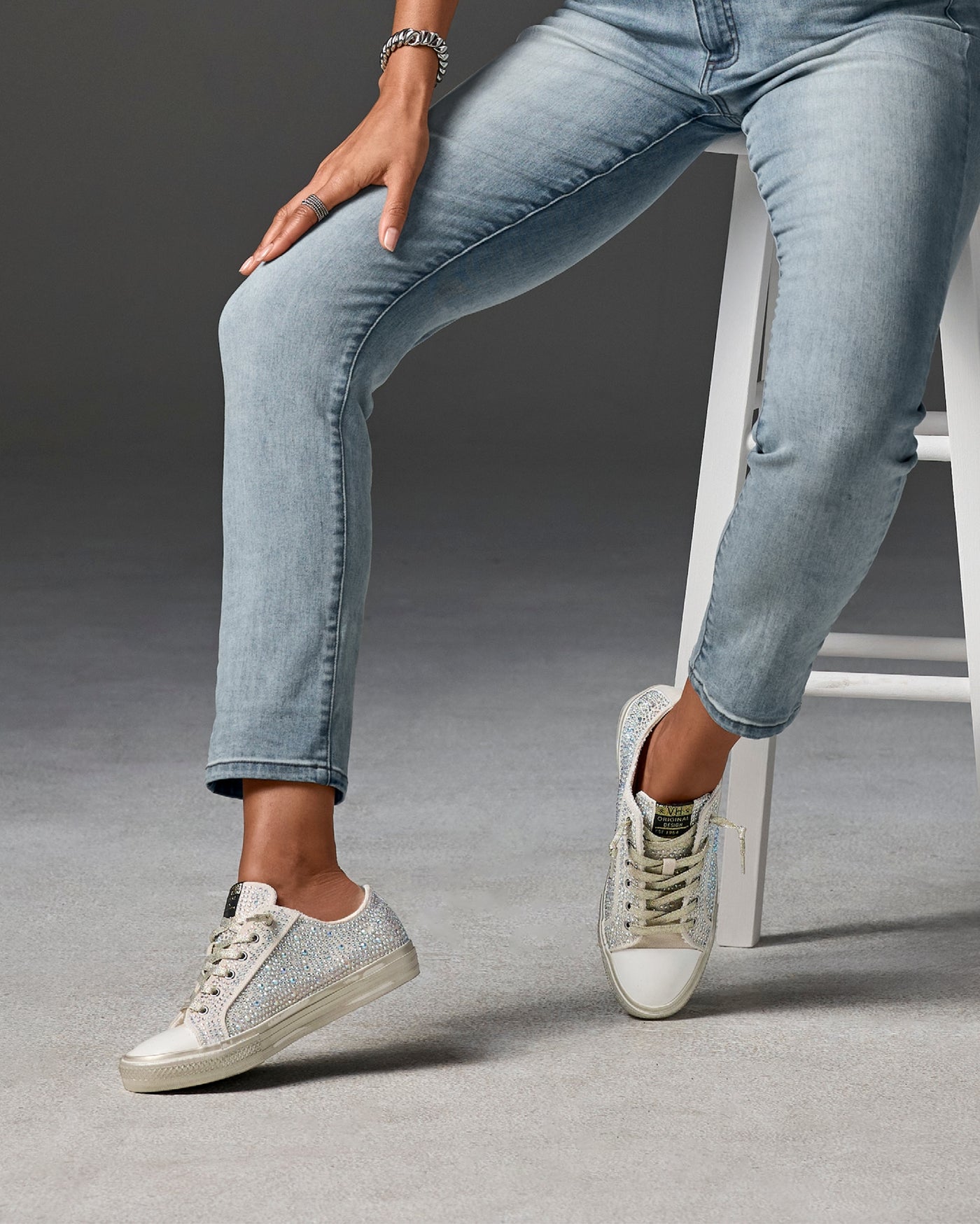 Rhinestone Embellished Sneaker Gold