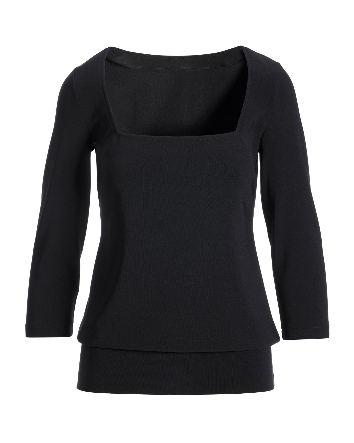 Beyond Travel Square-Neck Blouson Top Jet Black