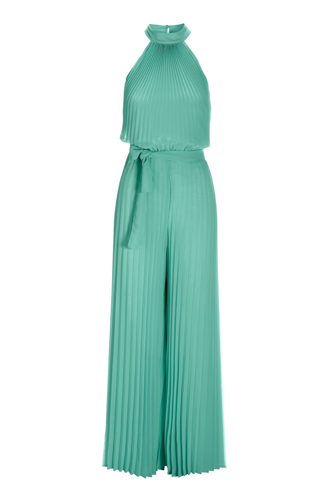 Pleated High-Neck Jumpsuit Blue Light