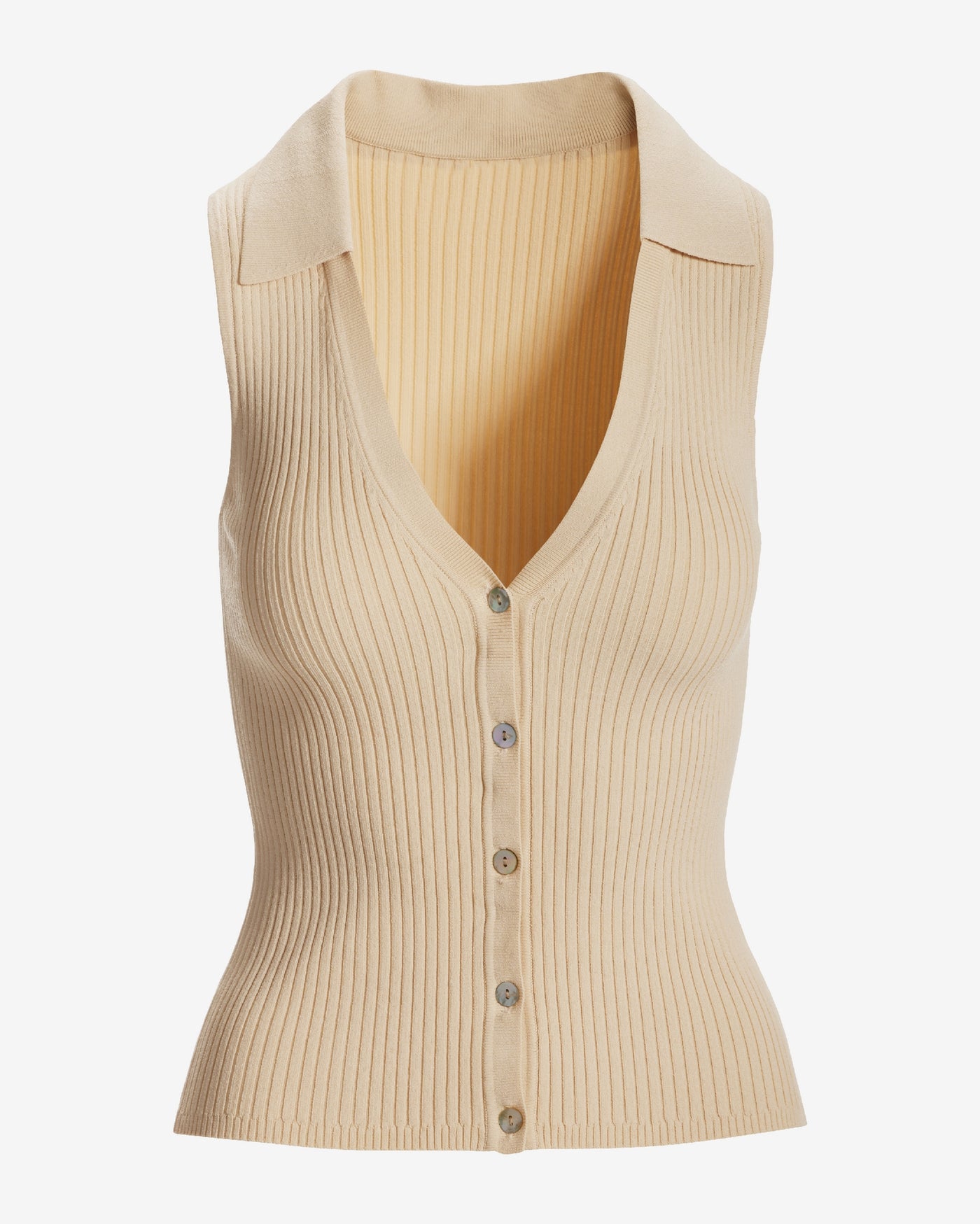 Ribbed Collared Sweater Vest Sandshell