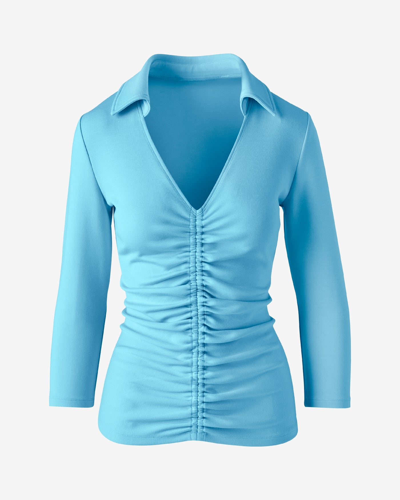 Ruched Polo Knit Top Capri