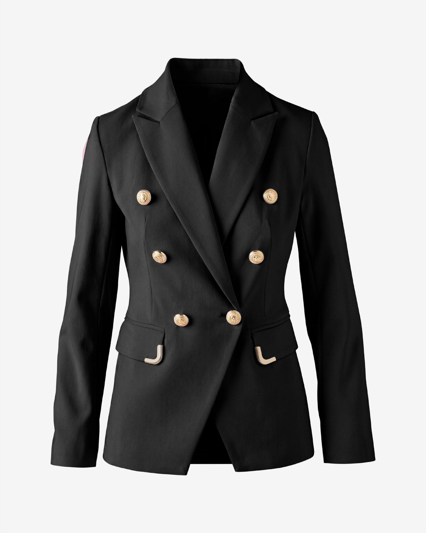 Hardware Trimmed Double Breasted Modern Blazer Proper Black