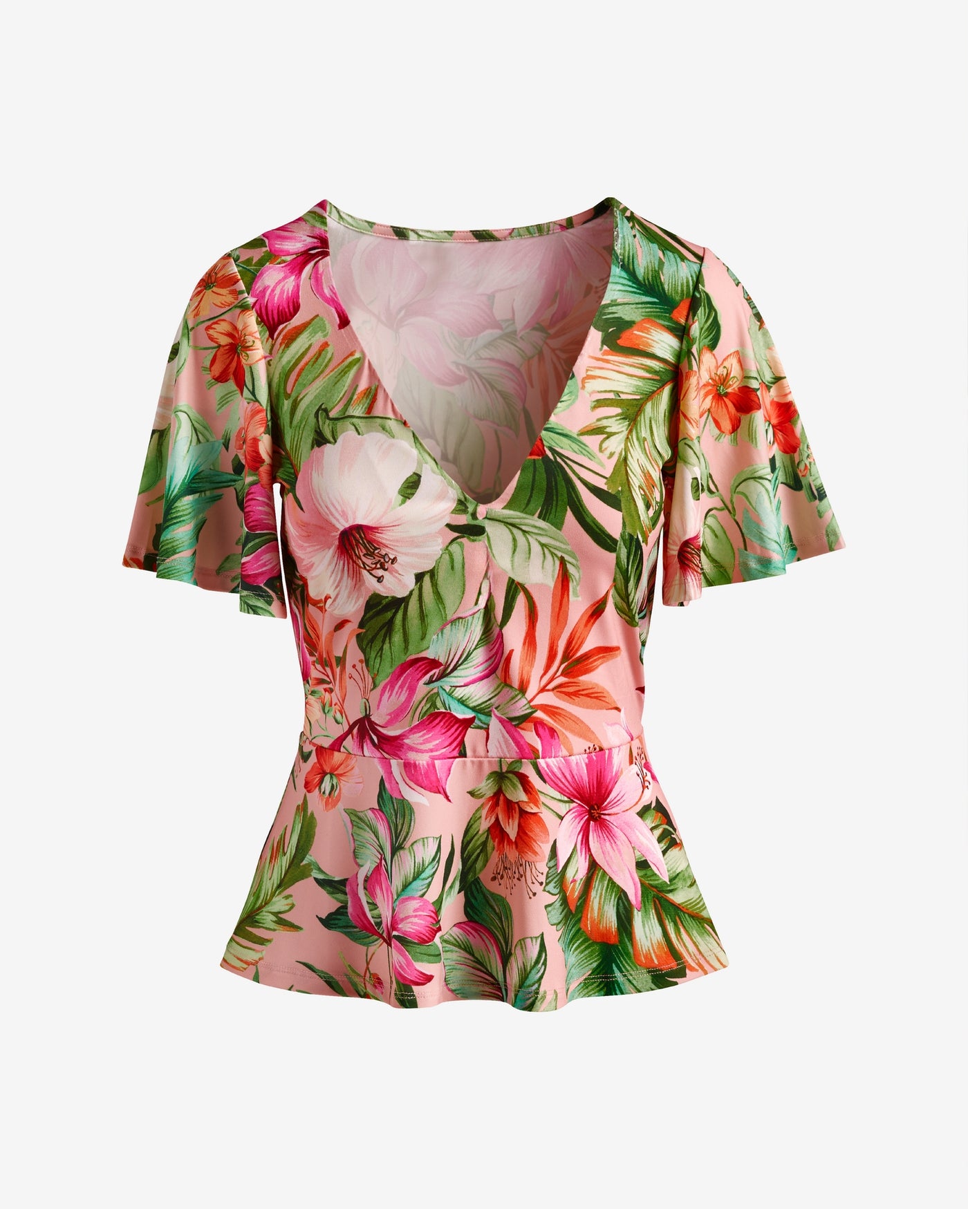 So Chic Printed V-Neck Knit Top Paradise