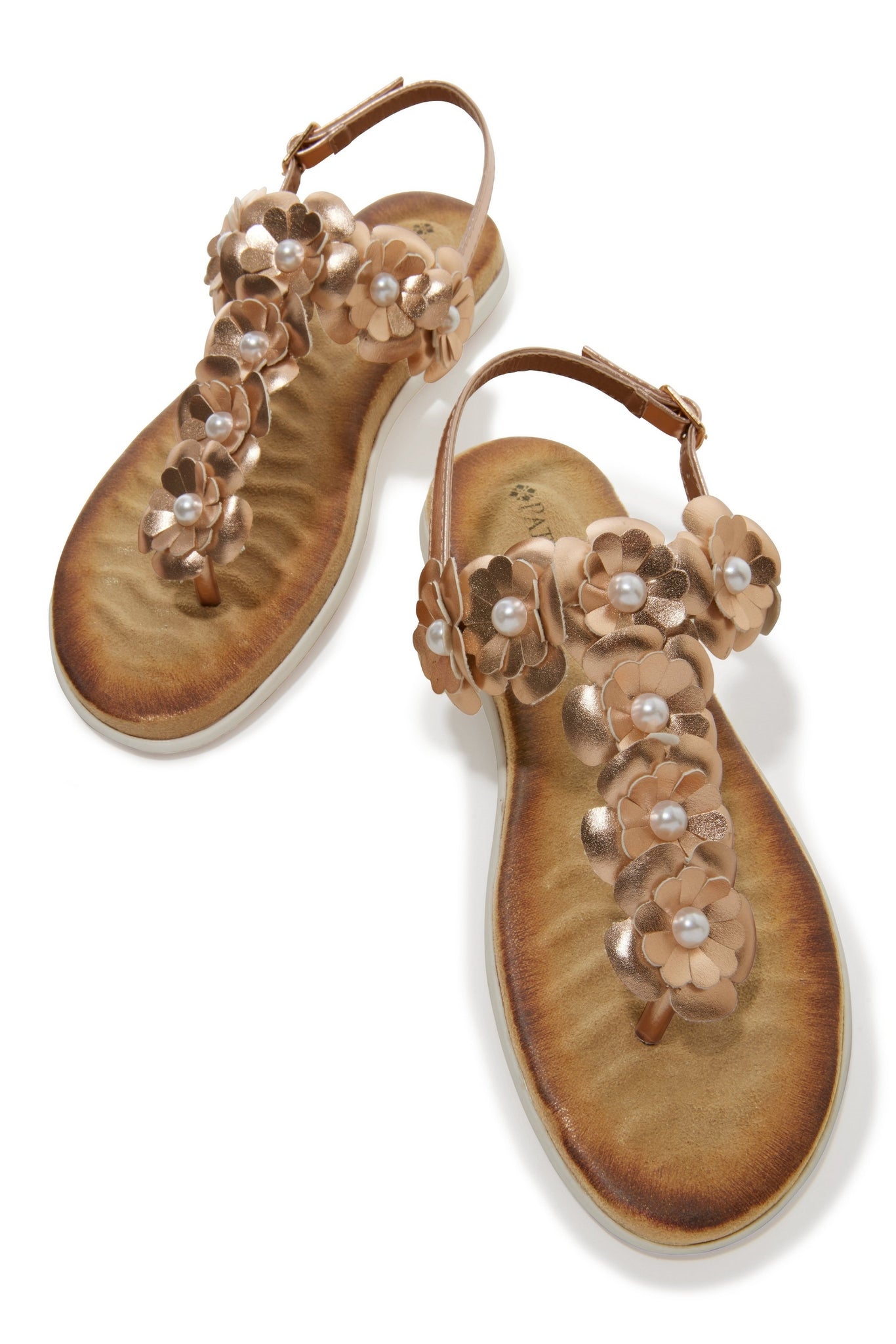 Floral Backstrap Sandal Champagne