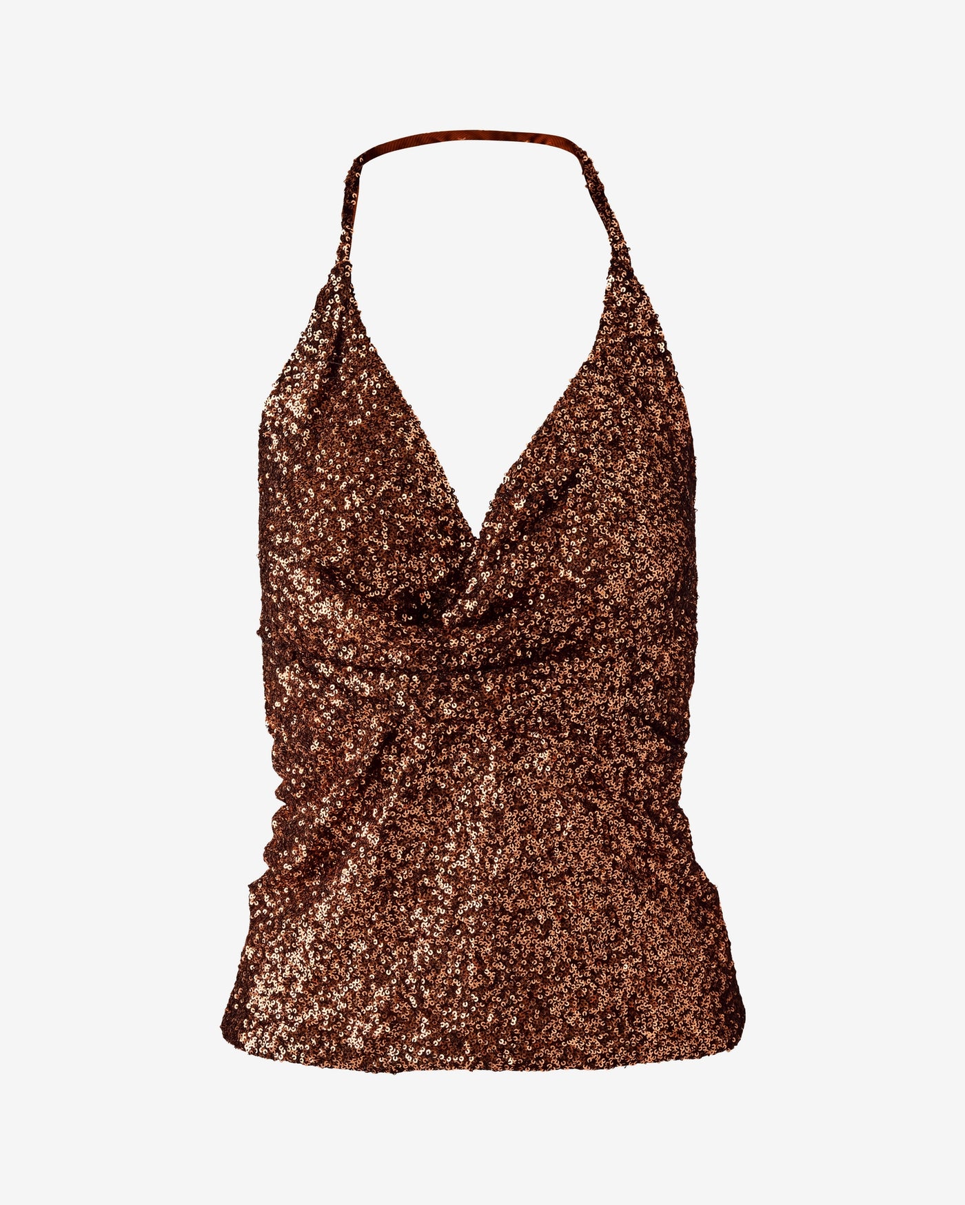 Draped Sequin Knit Top Tortoise Shell