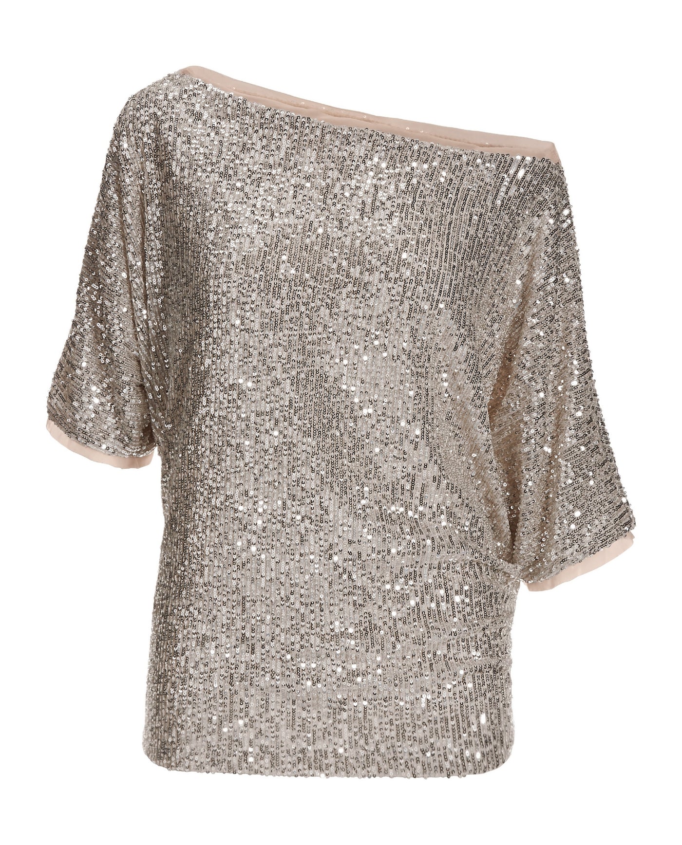Sequin Slouchy Knit Top Champagne