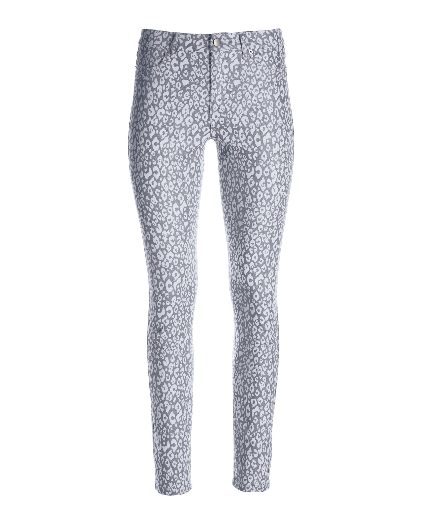 Metallic Snow Leopard Ankle Jean Silver/White