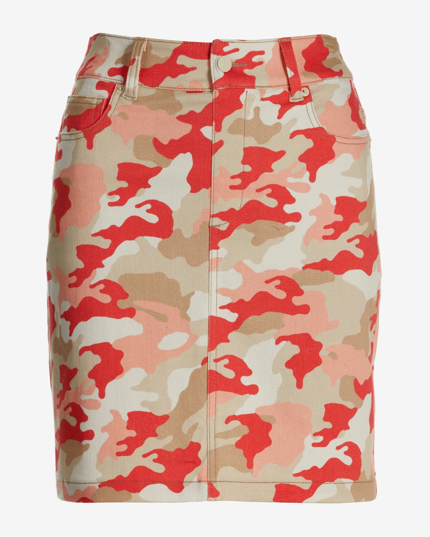 Chic Camo Print Proper Pull On Denim Skort Pink