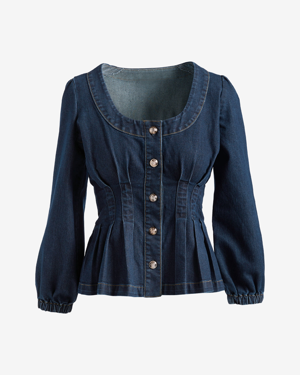 Pleated Denim Blouse Rinse