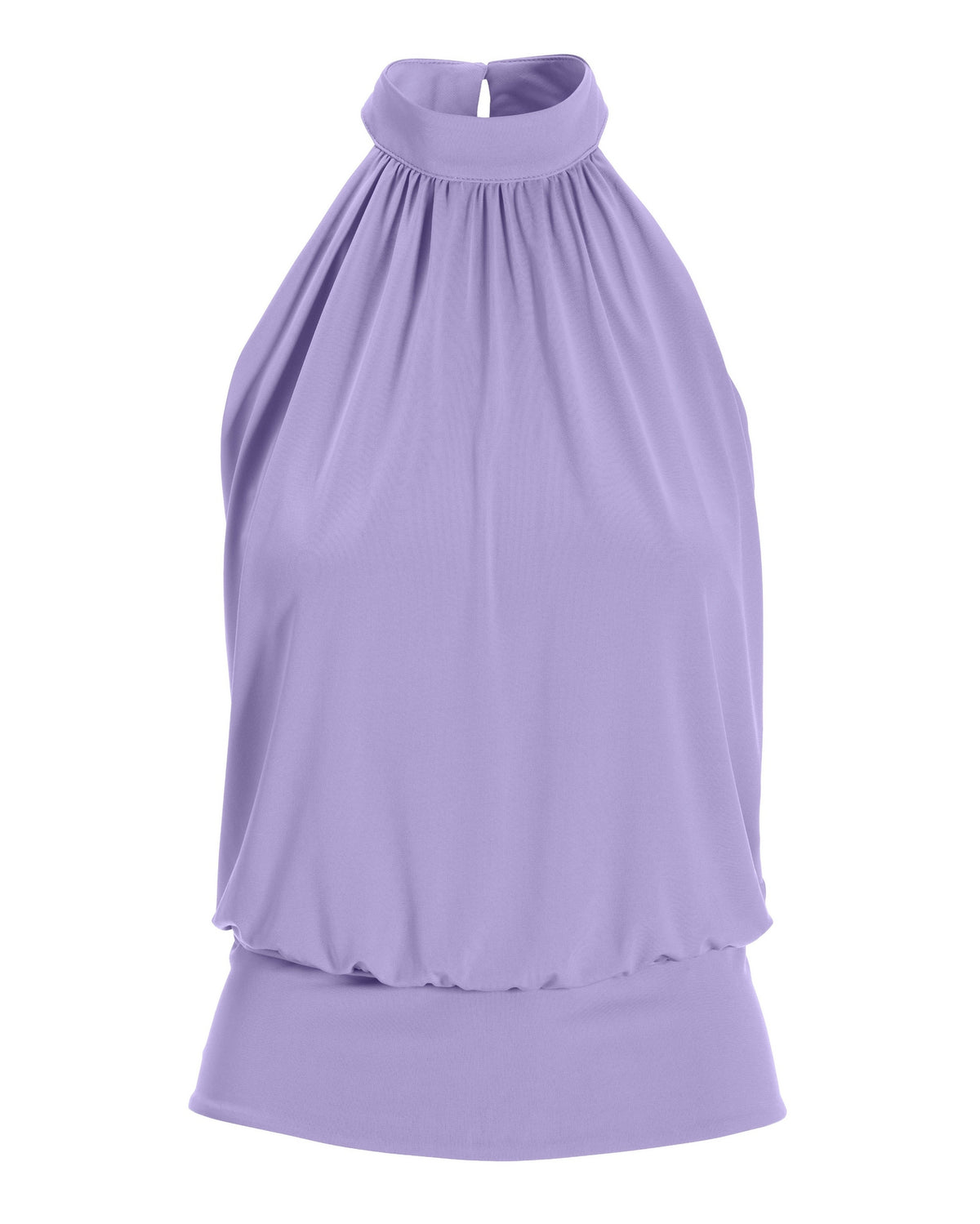 Halter Banded-Bottom Mock-Neck Knit Top Lavender
