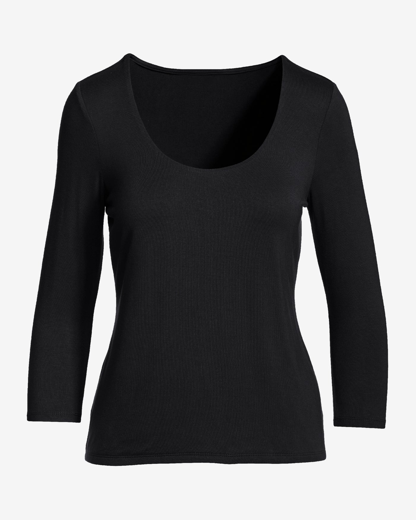 So Effortless Three Quarter Sleeve Scoop Neck Top Proper Black