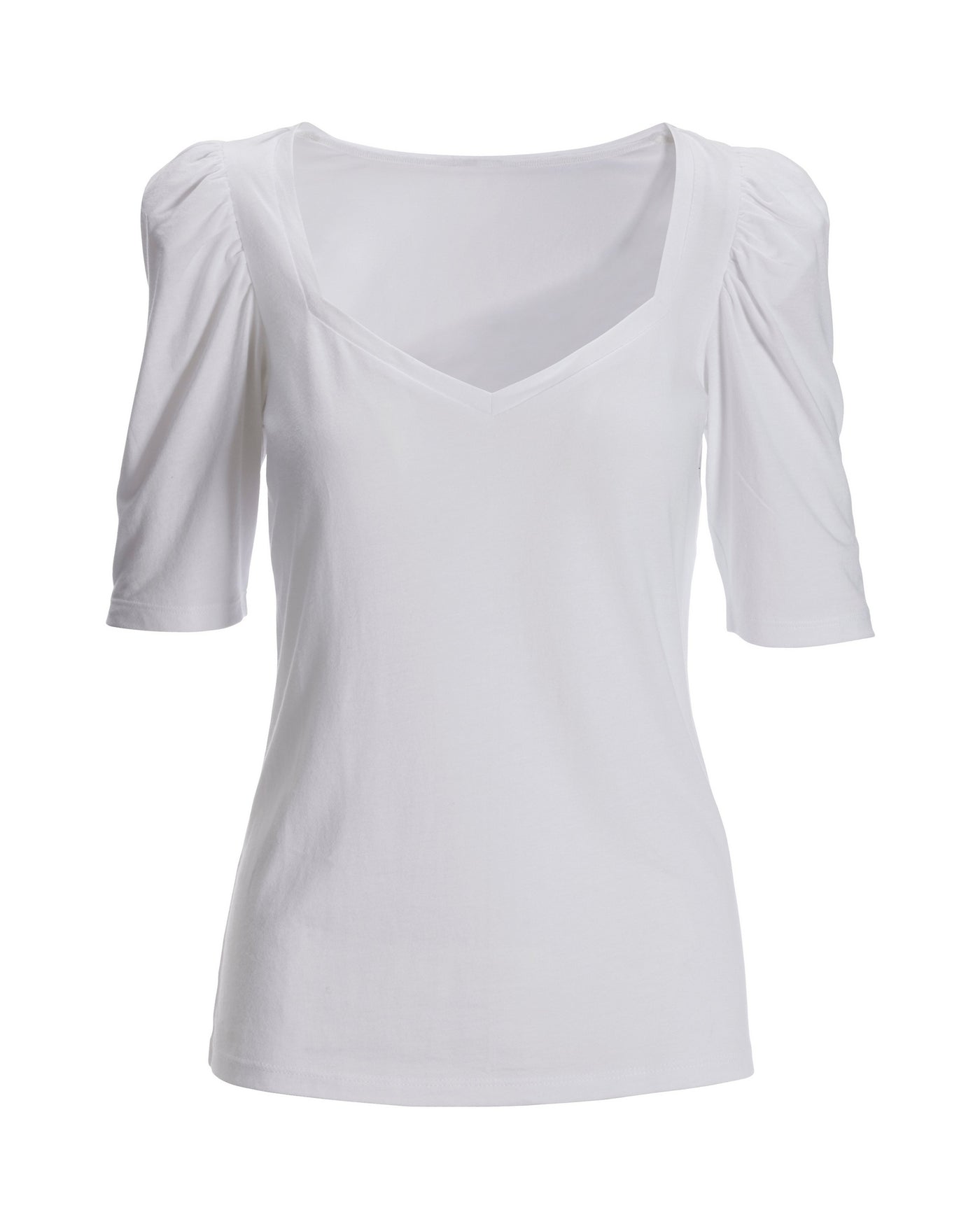 Sweetheart Puff-Sleeve Tee White