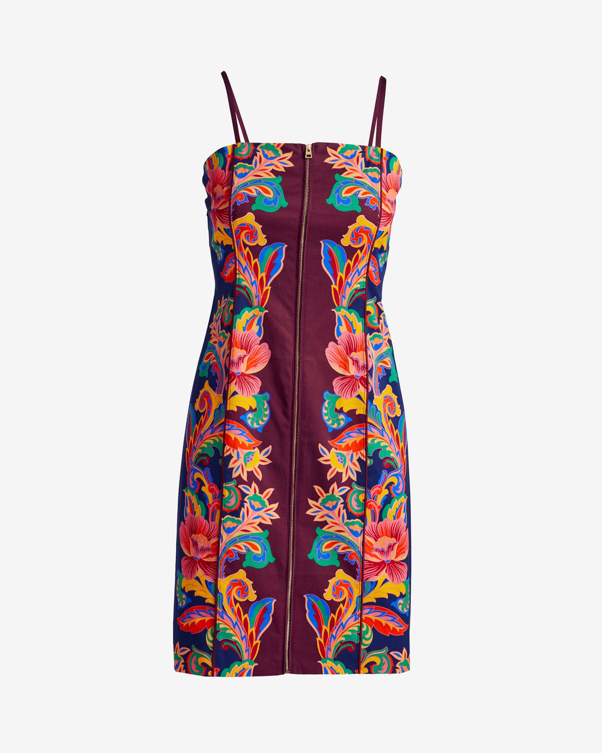 Placed Print Zip Front Dress Primrose Paisley