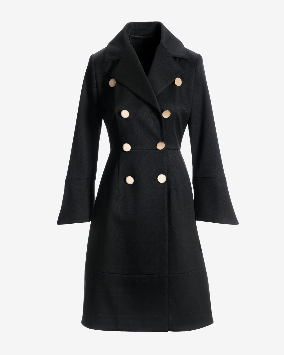 Peplum Double Breasted Coat Black