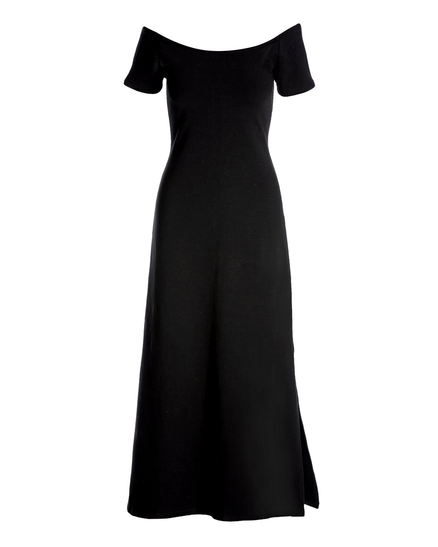 Off the Shoulder Short Sleeve Maxi Dress Black