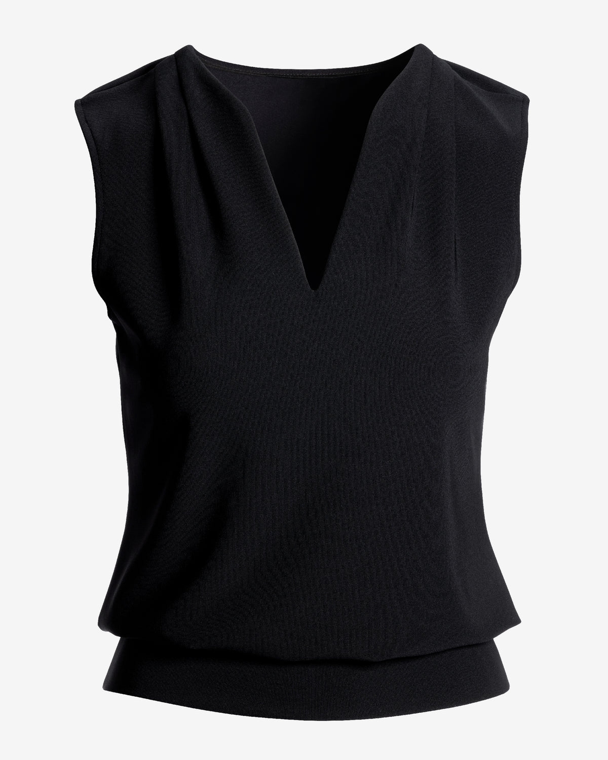 Beyond Travel Sleeveless Stand Collar Blouson Top Jet Black