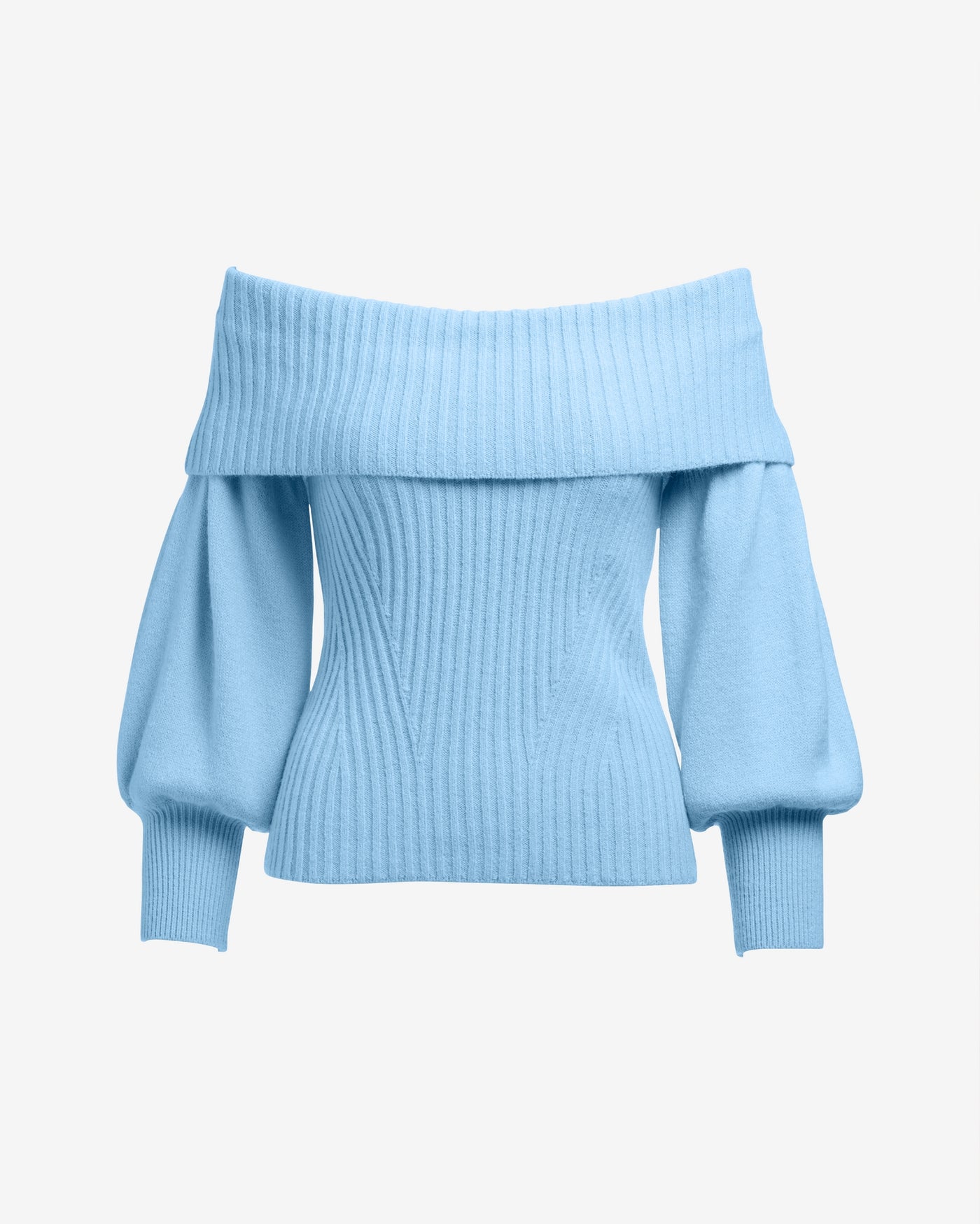 Wide Rib Fold Over Sweater Airy Blue