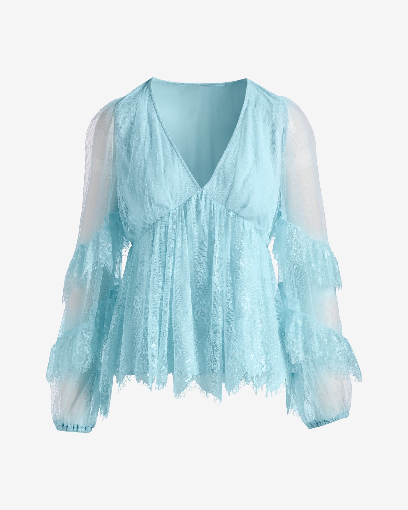 Delicate Mixed Lace Blouse Corydalis Blue
