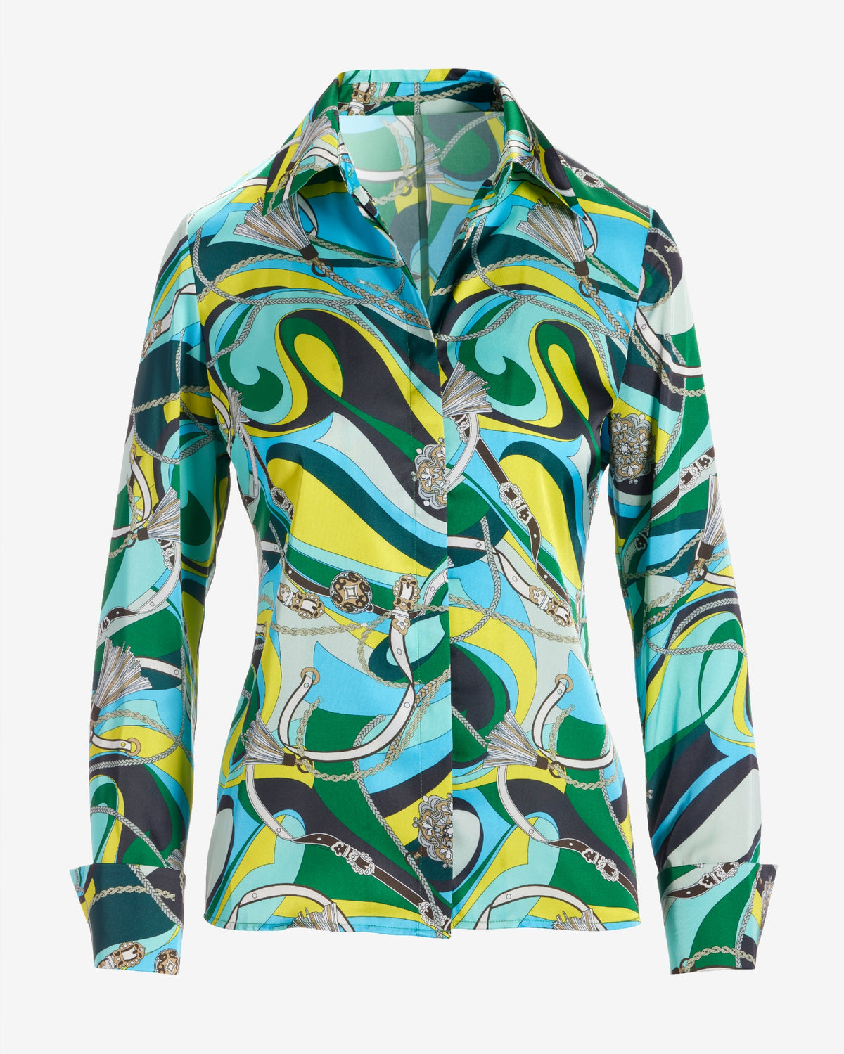 Print Sophia Charmeuse Blouse Abstract Belts