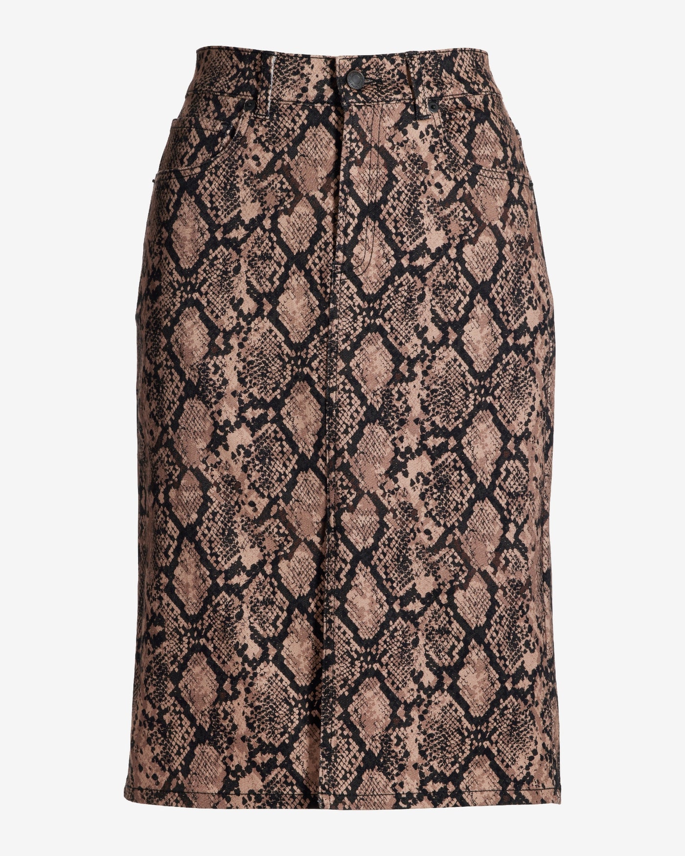 Print Denim Knee Length Skirt Denim Python